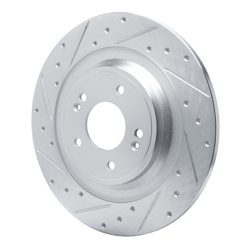 Hyundai Ioniq 6 Brake Rotor (1) - Rear Left - R1 Concepts - Drilled & Slotted - Silver - `22-`25